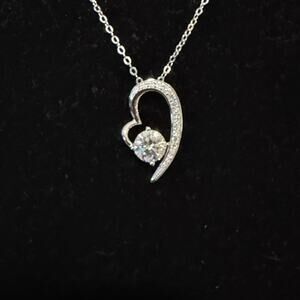 GRA Certified 1.16 CT D Moissanite Heart Pavé Necklace • 925 Silver